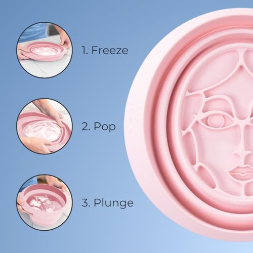 Facial Cold Plunge Soft Pink | Collapsible Ice Facial Bowl with Built-In Ice Tray for Skin Tightening & Acne Relief