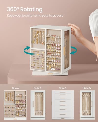 Jewelry Box Organizer with 360° Rotating & 7 Drawers - Cloud White, 6.3 x 8.7 x 13 inches Variation of THIS listing