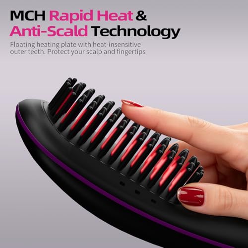 Cordless Plasma Hair Straightener Brush - Portable, Fast Heating, Anti-Scald, Rechargeable for Frizz-Free Shine