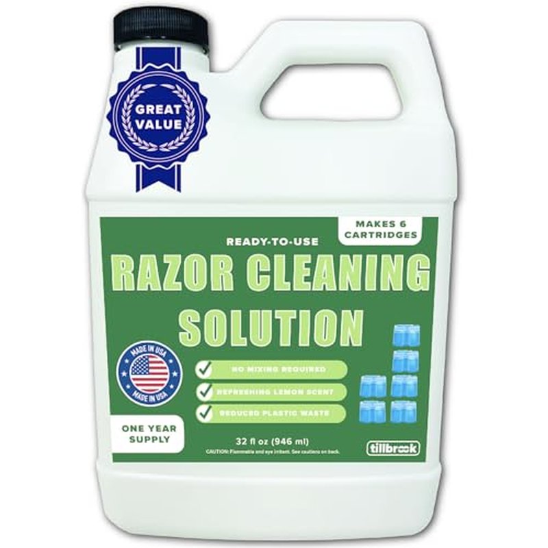 Electric Razor Cleaner - 1 YEAR SUPPLY - 32 oz Shaver Cleaning Solution - Easy Refill for Braun Clean and Renew Cartridges - Ready to Use Formula for Electric Shavers