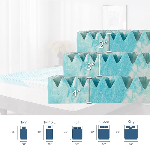 MLILY 3 Inch King Gel Memory Foam Mattress Topper with 5-Zone Support