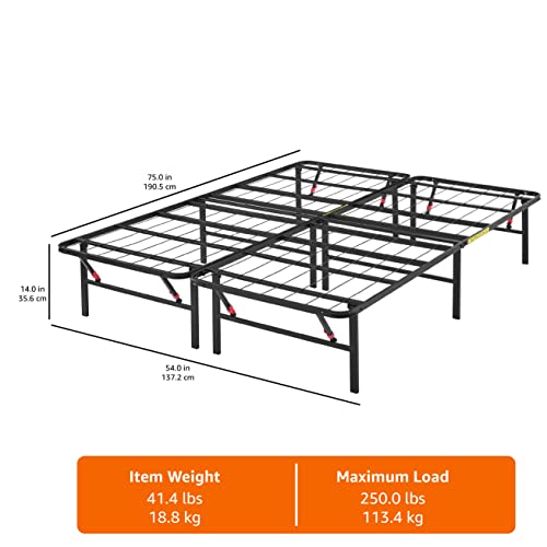 Full Size Foldable Metal Bed Frame with Underbed Storage - 14 Inch Black