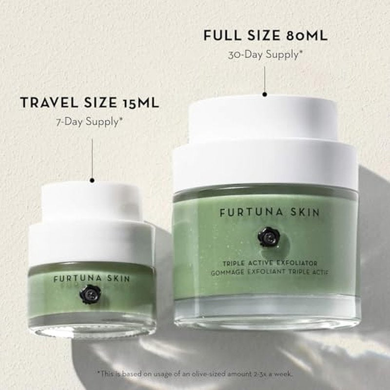 Furtuna Skin Triple Action Exfoliator ? Olive-Infused Facial Scrub, Smooths, All Skin Types, Vegan, 15ml