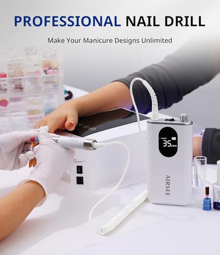 AIRSEE Cordless Nail Drill G7 White - Professional Rechargeable Manicure Tool