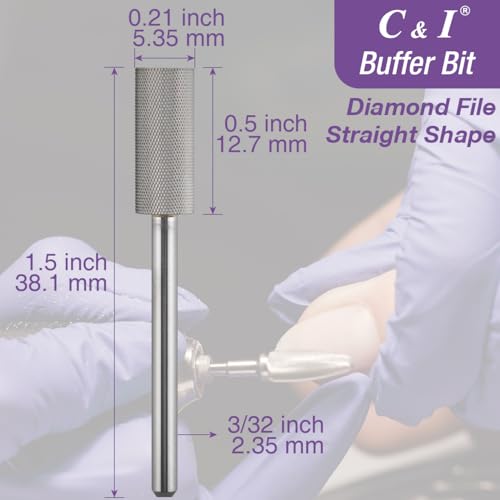 Nail Buffer Drill Bit - Small Barrel Diamond File for Nail Art Prep & Nail Bed Smoothing