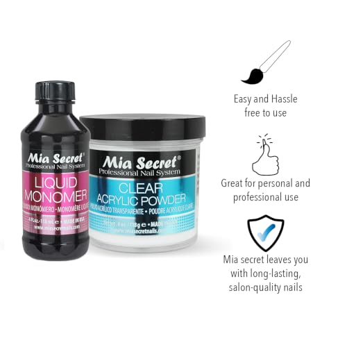 Acrylic Nail Art System with 4oz Liquid Monomer and Clear Powder