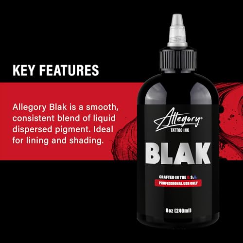 Premium Black Tattoo Ink - Vegan Friendly, Organic, 8 oz for Lining & Shading