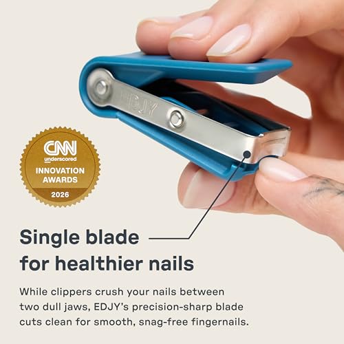 EDJY Fingernail Cutter Set - 2 Pack Stainless Steel Nail Clippers with Safety Stop