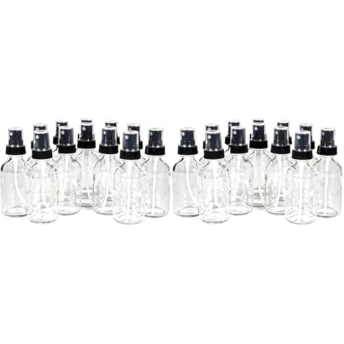 Vivaplex, 12, Clear, 1 oz Glass Bottles, with Black Fine Mist Sprayers (Pack of 2)