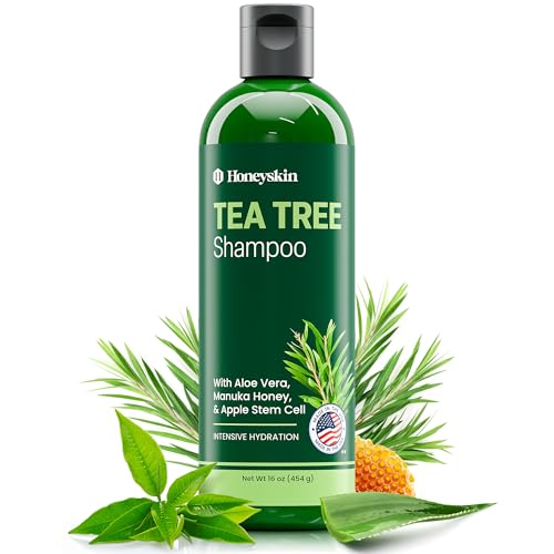 Honeyskin Organic Tea Tree & Mint Shampoo 16oz - Hydrating Sulfate-Free Hair Care
