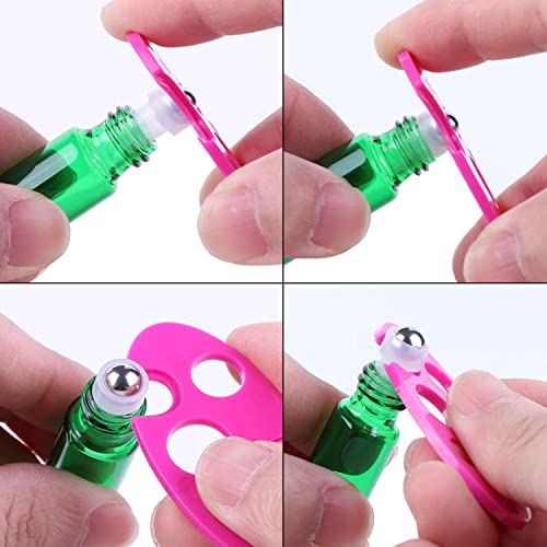 Colored Roller Bottles 100 Pack - 5ml Refillable Glass Essential Oil & Perfume Bottles with Stainless Steel Roll-On & Metal Cap
