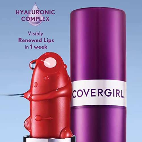 COVERGIRL Simply Ageless Moisture Renew Core Lipstick, Devoted Red, Pack of 2