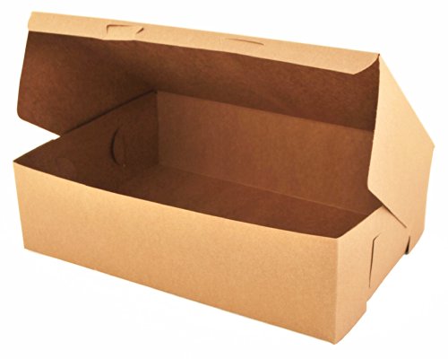 Kraft Bakery Box 14x10x4 Inches - Non-Window, Disposable Pastry & Cake Packaging, 100 Pack