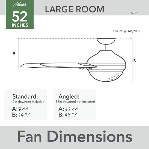 Hunter Bardot Indoor Ceiling Fan 52 Inch Matte Black with Light & Reversible Blades