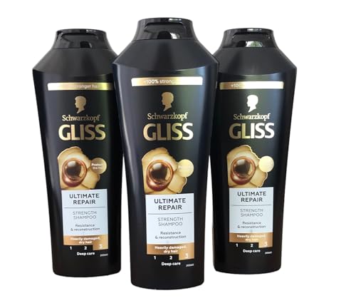 GLISS Hair Repair Shampoo Ultimate Repair Pack of 3 - Heavily Damaged Hair Care, 13.6 fl oz each