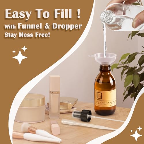 5oz Amber Glass Spray Bottles - Refillable for Essential Oils, Cleaning, Hair, Facial, Aromatherapy