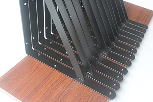 Heavy Duty Shelf Brackets 18x12 Inches - Black Metal Support Angle Brackets, 30 Pack Variation of 30 Pack-Black / 18''x12''