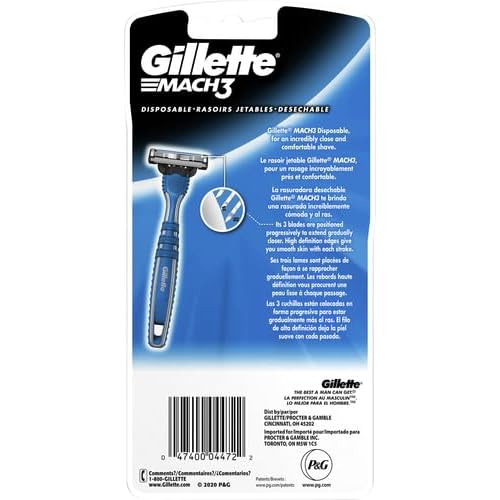 Gillette Gillete Mach 3 Smooth Shave Disposable Razor, 3 Count