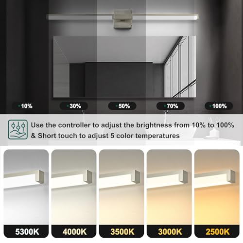 OKELI 40 Inch Dimmable Bathroom Vanity Light Fixture - Brushed Nickel Variation