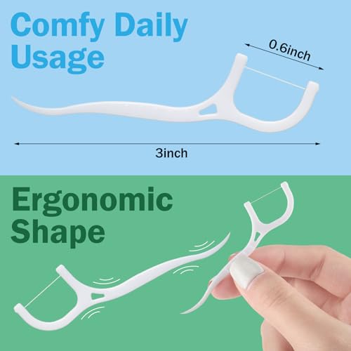 Maxcheck White Dental Floss Picks Bulk 2000 Count - Natural Tooth Sticks & Floss, Durable & Portable