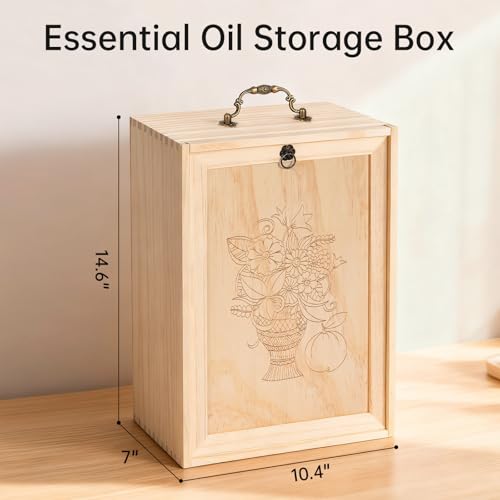 TORIBIO Essential Oils Box for 112 Bottles, Wooden Essential Oils Storage Organizer Holds 5 10 15 20 30 ml for Young Living & Doterra Bottles