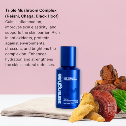 Niacinamide Serum For Uneven Skin Tone, Face Serum with Triple Mushroom Complex: Reishi + Chaga + Sang Hwang for Dry, Damaged Skin -1.5 Ounce by Saranghae