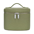 Honitty Small Weave Green Travel Makeup Bag with Compartments & Handle