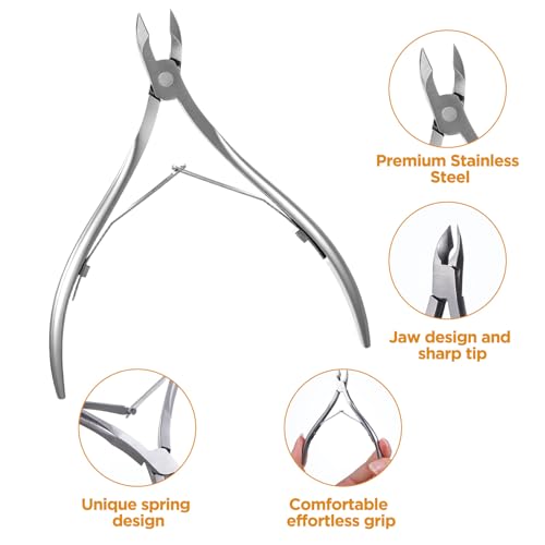 18 Pack Professional Nail Cuticle Nippers - Stainless Steel Dead Skin Clippers