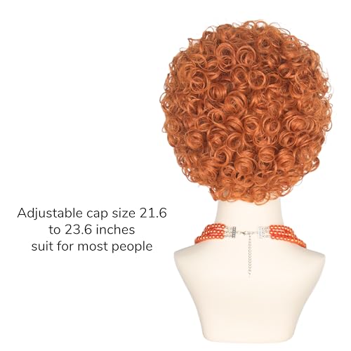 Women's Short Curly Red Brown 70s Wig with Orange Jewelry & Sunglasses - Variation of THIS listing
