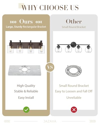 Oil Rubbed Bronze 4-Light Bathroom Vanity Light with Clear Glass Shades - 27 Inch