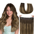 Hotbanana Invisible Wire Hair Extensions - 12 Inch 70g Chocolate Brown & Caramel Balayage