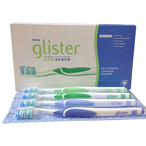 Glister Advanced Toothbrush Pack - Soft & Medium Bristles, Flexible Neck, Tapered Head, 4 Pack