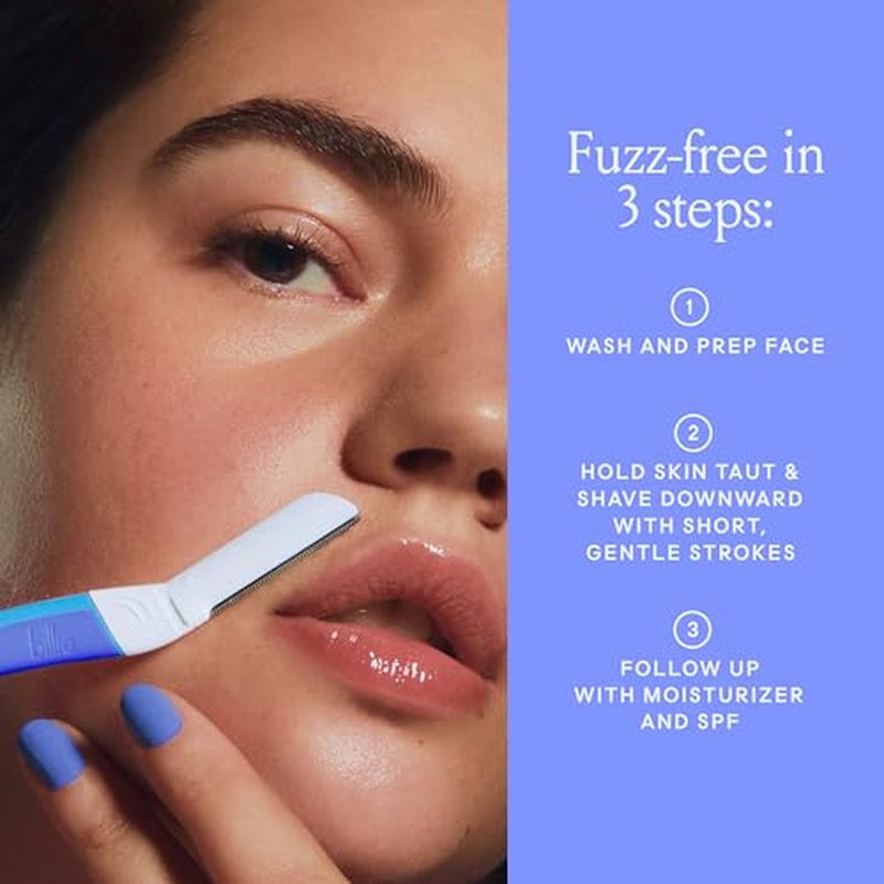 Billie - Dermaplane Starter Kit - Reusable Handle + 3 Refill Blades - Remove Facial Hair + Perfectly Shape Brows - Dermatologist-Approved - WaterPark