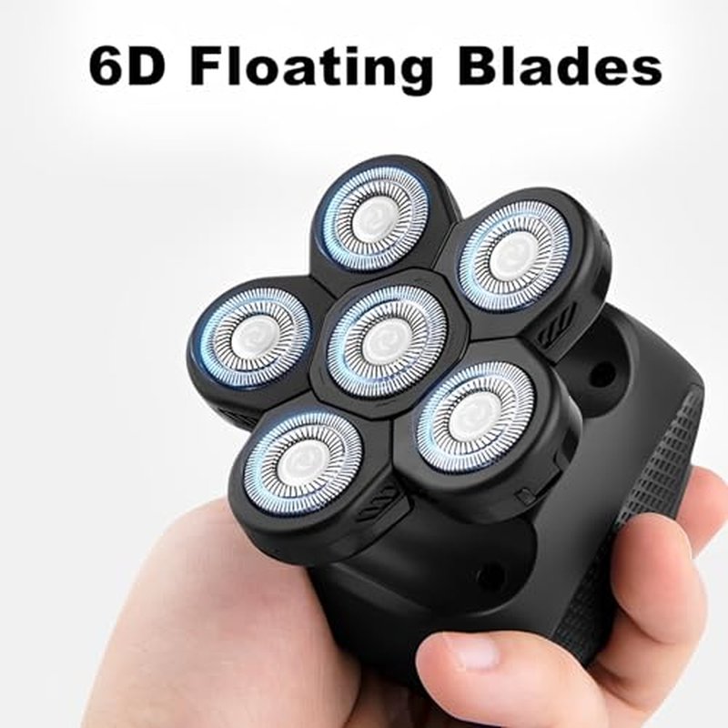 6 Blades Head Shaver Replacement Heads,6D Head Shaver Replacement Blades Compatible with Many Brand Bald Shavers for Men,Waterproof,Wet and Dry Use for Home and Travel,2 Pack.