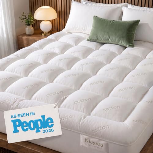 Niagara Sleep Solution White California King Cotton Mattress Pad Pillow Top