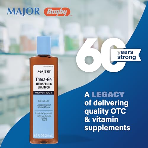 Major Thera-Gel Therapeutic Shampoo - Original Strength - Coal Tar 0.50% - Helps Control The Symptoms of Seborrheic Dermatitis, Psoriasis, and Dandruff - 8.5 Fl Oz