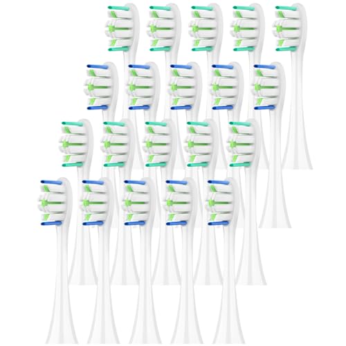 Replacement Toothbrush Heads for Philips Sonicare 20 Pack White - Soft Bristles, Compatible with Click-On Models - Variation: 20p White
