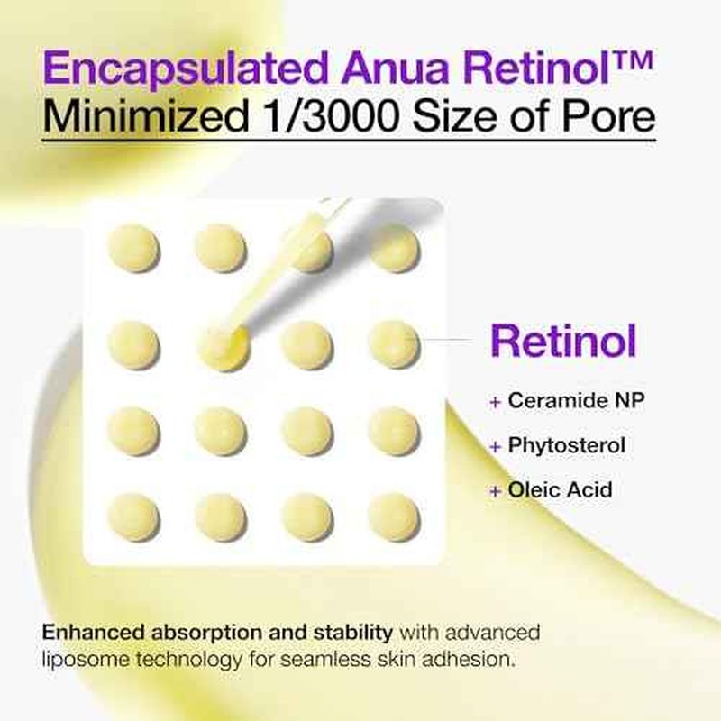 Anua Retinol Serum for Anti-Aging, Textured skin | 0.3% Retinol, 5% Niacinamide, 20+Soothing Ingredients Gentle for Beginner (30ml /1.01 fl.oz.)