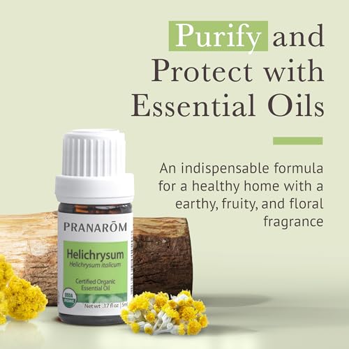 Pranarom Certified Organic Australian Sandalwood Essential Oil (5ml), 100% Pure Natural Therapeutic Grade for Home Diffusing, Aromatherapy, Skincare, Candle Making, DIY Perfumes (5ml, Helichrysum)