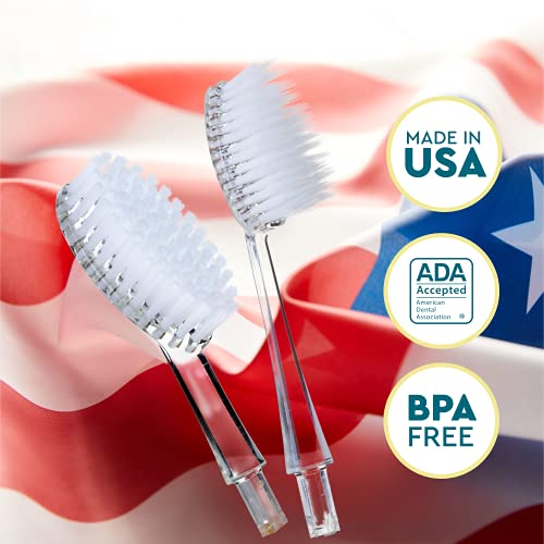 RADIUS Replacement Toothbrush Heads Medium Pack of 3 - Clear, Soft Bristles with Longer Neck