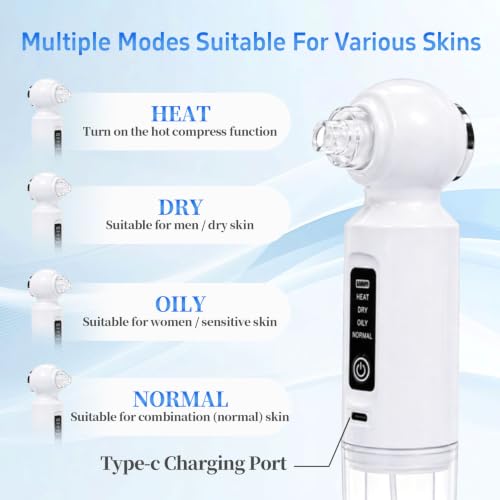 Blackhead Remover Vacuum with Hot Compress and 6 Interchangeable Probes