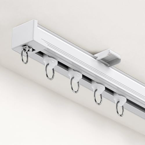 Houmiggle 12-15 Ft White Ceiling Curtain Track Heavy Duty Wall Mount Rail