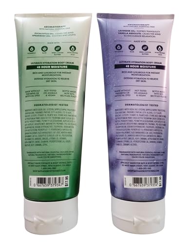 Bath & Body Works Aromatherapy Eucalyptus Spearmint & Lavender Vanilla Hydration Body Cream Duo 8 oz