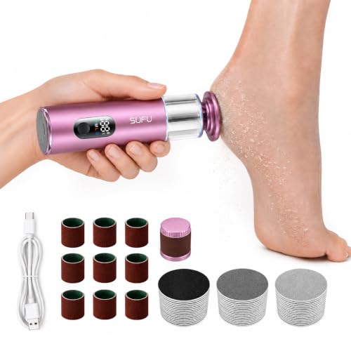 Pink 2-in-1 Electric Foot Callus Remover with Digital Display - Cordless Rechargeable Pedicure Tool
