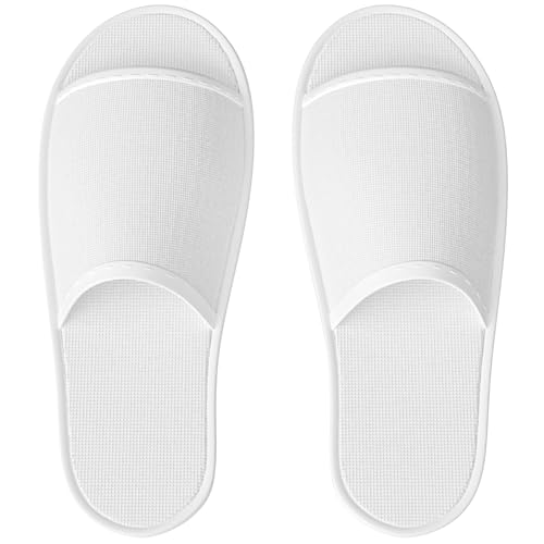 8.5-10 Women & 7-9 Men Linen Open Toe Spa Slippers Bulk Hotel Reusable Indoor Bathroom Travel