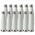 17oz Stainless Steel Sport Water Bottles 12 Pack - White, Leak-Proof & Insulated