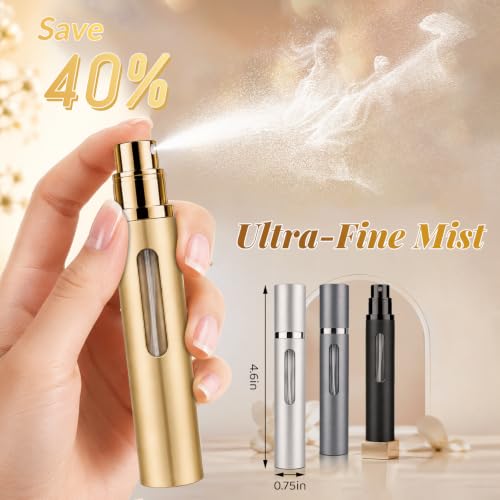 Refillable Perfume Atomizer 10ml Travel Bottle - Black, Gold & Grey
