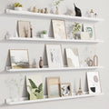 White 48-Inch Picture Ledge Shelf Set of 4 Wall Mounted Photo & Book Shelves