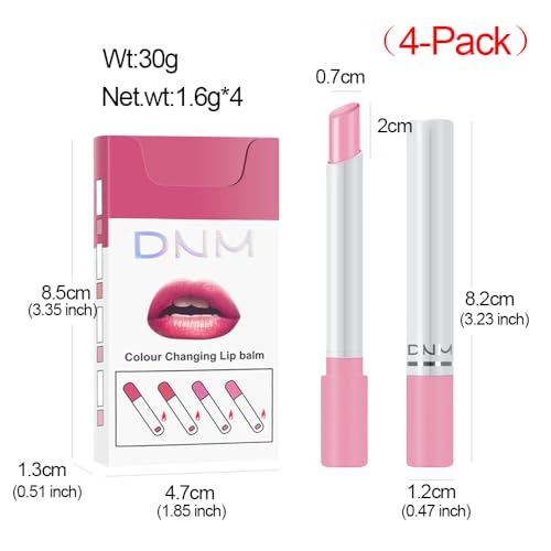 BINGBRUSH 4Pcs Color Changing Lipstick,Smoke Pipe PH Mood Long Lasting Labiales Lip Care Moisturizer Lip Balm Korean Magic Lip Gloss Tinted Stain Makeup Set for Women