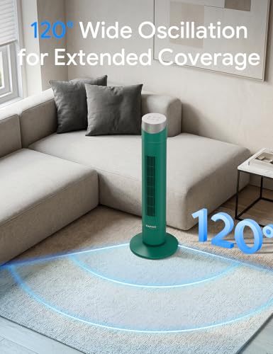 Green 36-Inch Tower Fan with Remote, App Control & Upgraded DC Motor
